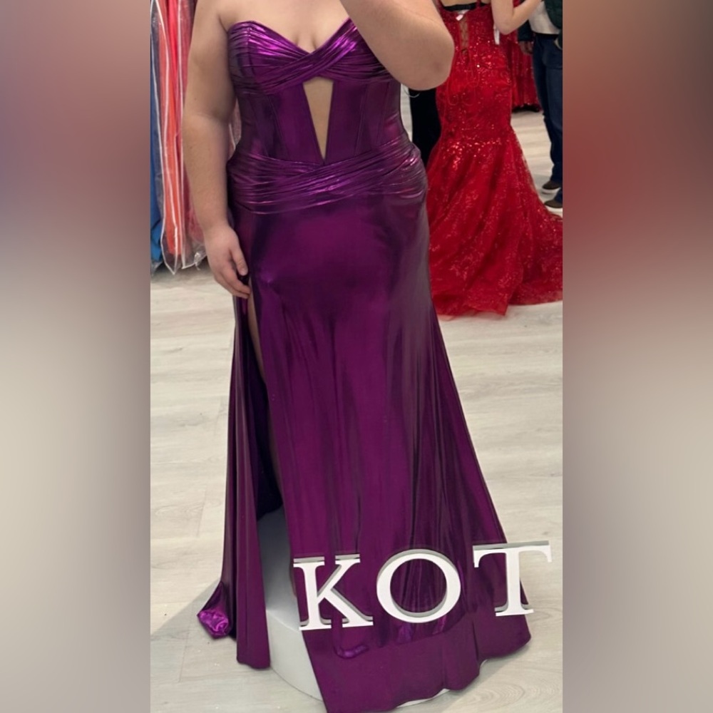 Stunning Metallic Purple Evening Gown